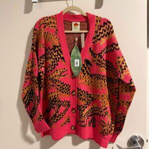 Farm Rio Croco Pink Knit Cardigan Size Small NWT
